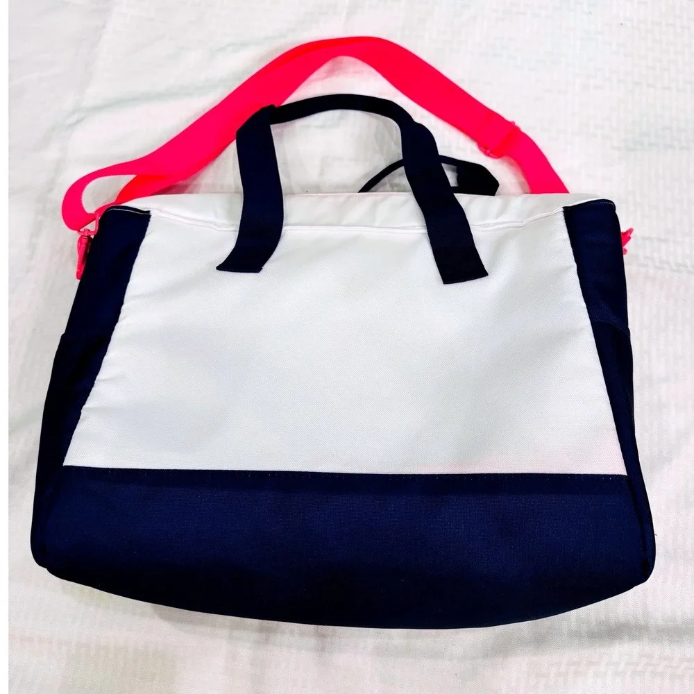 Packed Party Rainbow Tote Bag Duffel Weekender Pink Navy Shoulder Strap Preppy